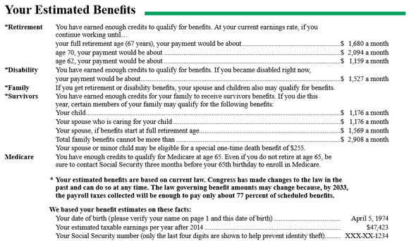 social security estimated benefit statement